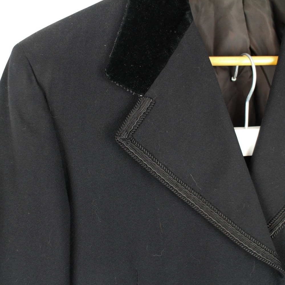 Vintage 70s Mod Black Velvet Collar Tuxedo Suit Mens 40L Satin Stripe Formal - Picture 3 of 9